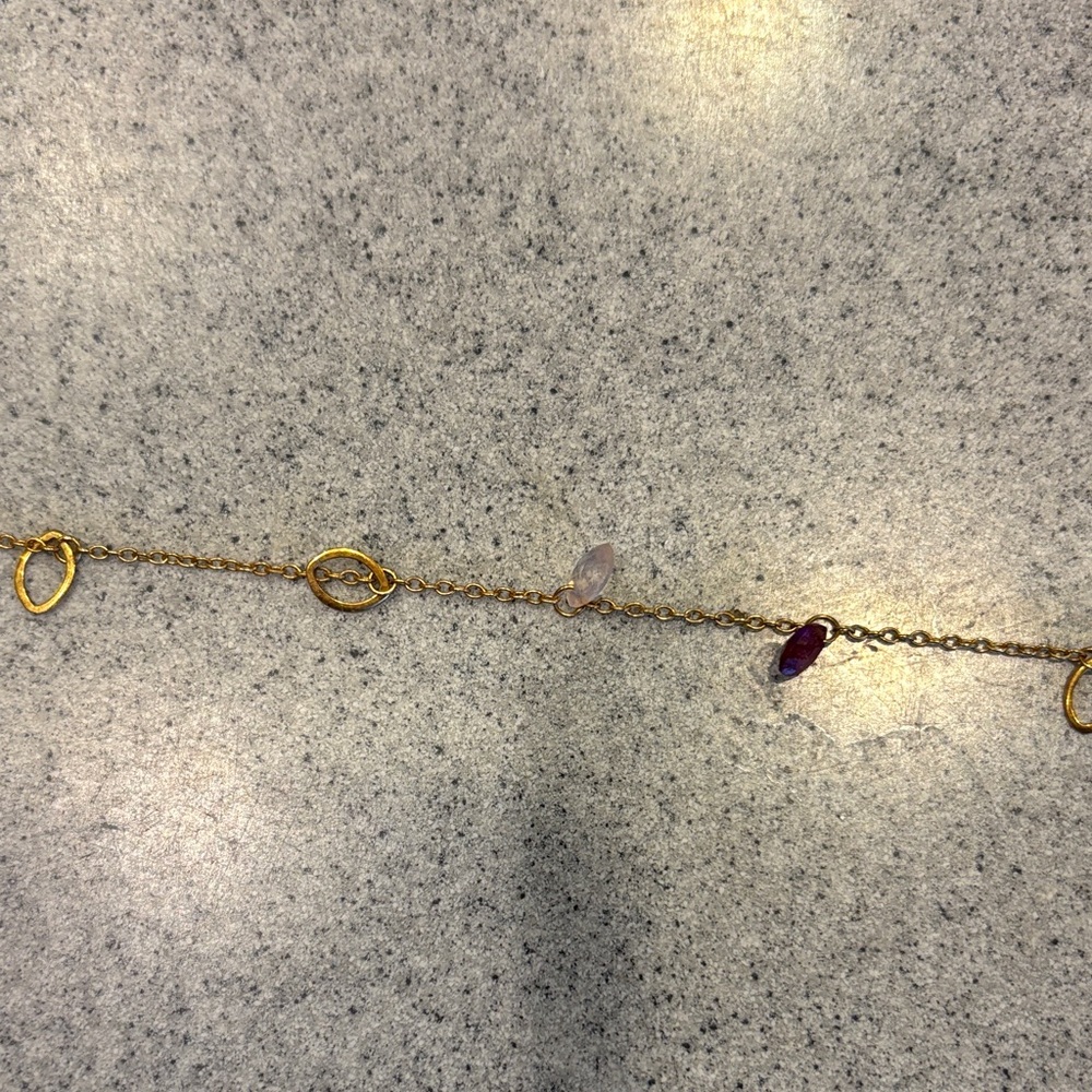 Gold Necklace with Multicolor Gem Accents - Picture 6 of 6